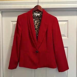 Kasper Split Shawl Collar Cheetah print lined Blazer sz 14p